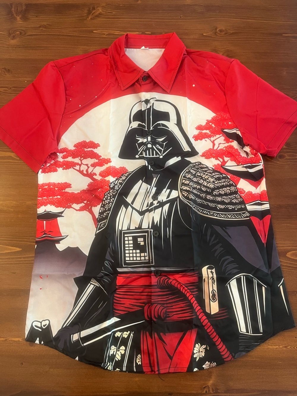 Darth Vader Samurai Graphic Short-Sleeve Japan Cherry Blossom Shirt Medium Fit